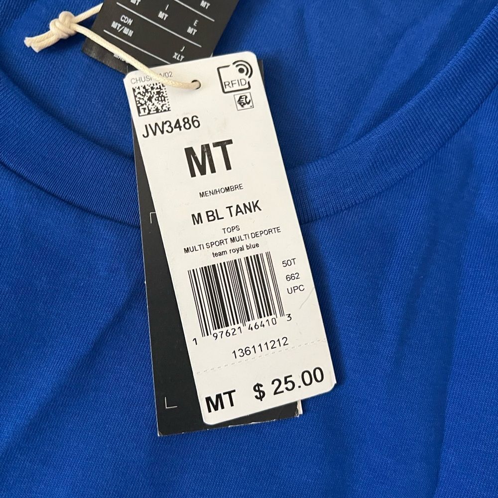 Adidas Crew Neck Big and Tall Tank Top-Medium Tall - Picture 4 of 7